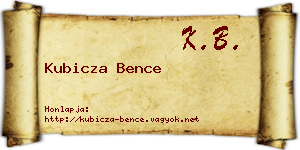 Kubicza Bence névjegykártya