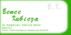 bence kubicza business card